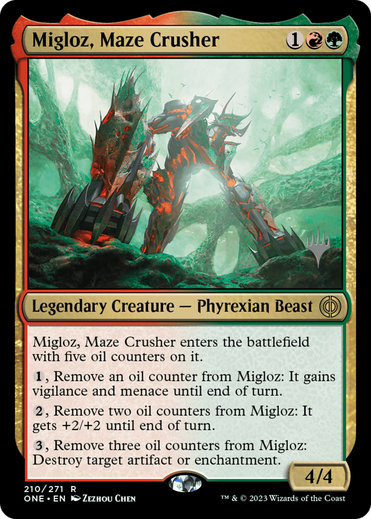 Migloz, Maze Crusher (Promo Pack) [Phyrexia: All Will Be One Promos] MTG Single Magic: The Gathering  | Multizone: Comics And Games