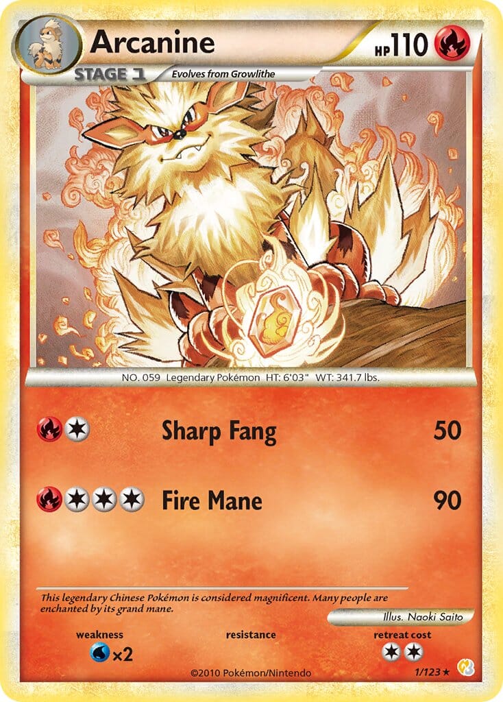 Arcanine (1/123) (Theme Deck Exclusive) [HeartGold & SoulSilver: Base Set] Pokemon Single Pokémon  | Multizone: Comics And Games
