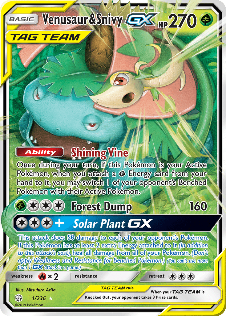 Venusaur & Snivy GX (1/236) [Sun & Moon: Cosmic Eclipse] Pokemon Single Pokémon  | Multizone: Comics And Games