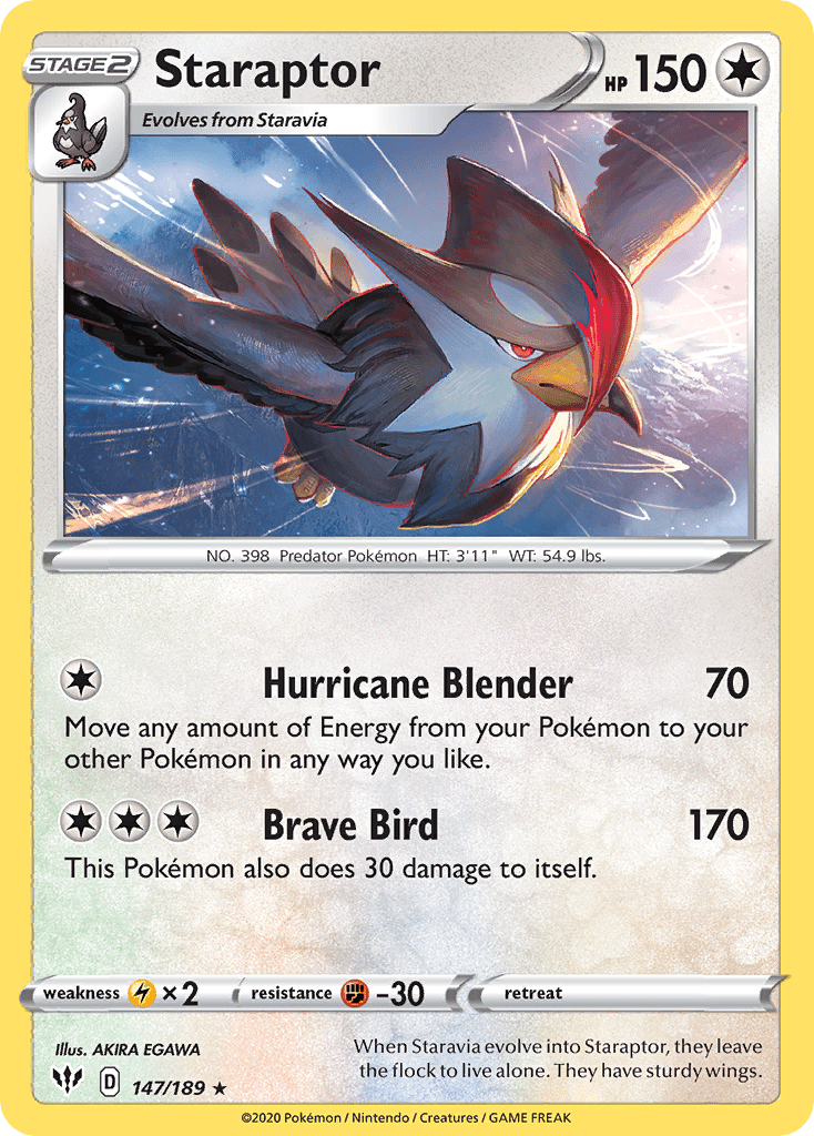 Staraptor (147/189) [Sword & Shield: Darkness Ablaze] Pokemon Single Pokémon  | Multizone: Comics And Games