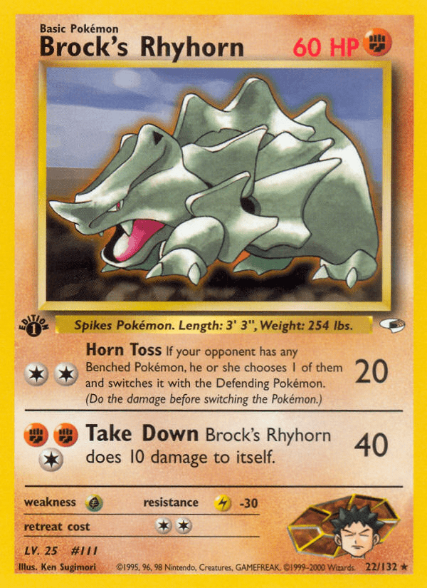 Brock's Rhyhorn (22/132) [Gym Heroes 1st Edition] Pokemon Single Pokémon  | Multizone: Comics And Games