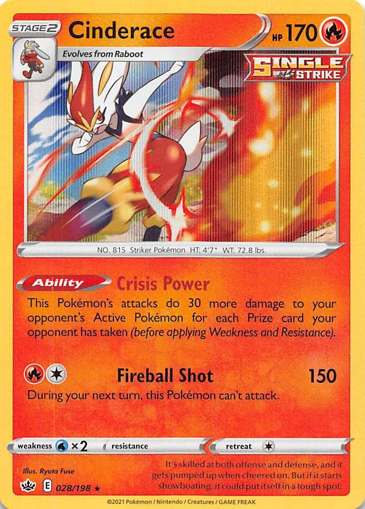 Cinderace (028/198) [Sword & Shield: Chilling Reign] Pokemon Single Pokémon  | Multizone: Comics And Games