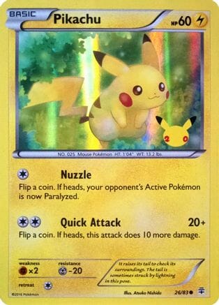 Pikachu (26/83) (20th Anniversary) [XY: Generations] Pokemon Single Pokémon  | Multizone: Comics And Games