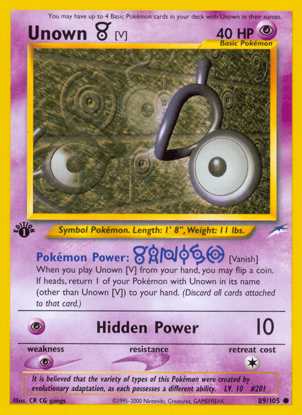Unown [V] (89/105) [Neo Destiny 1st Edition] Pokemon Single Pokémon  | Multizone: Comics And Games