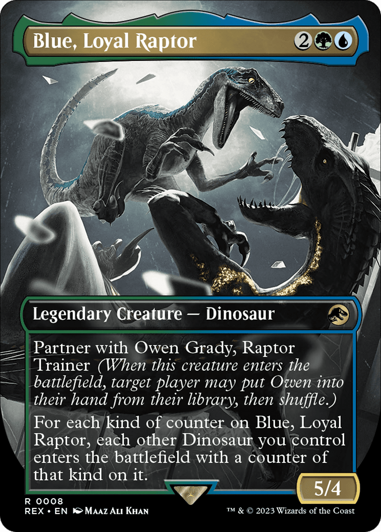 Blue, Loyal Raptor (Borderless) [Jurassic World Collection] MTG Single Magic: The Gathering  | Multizone: Comics And Games