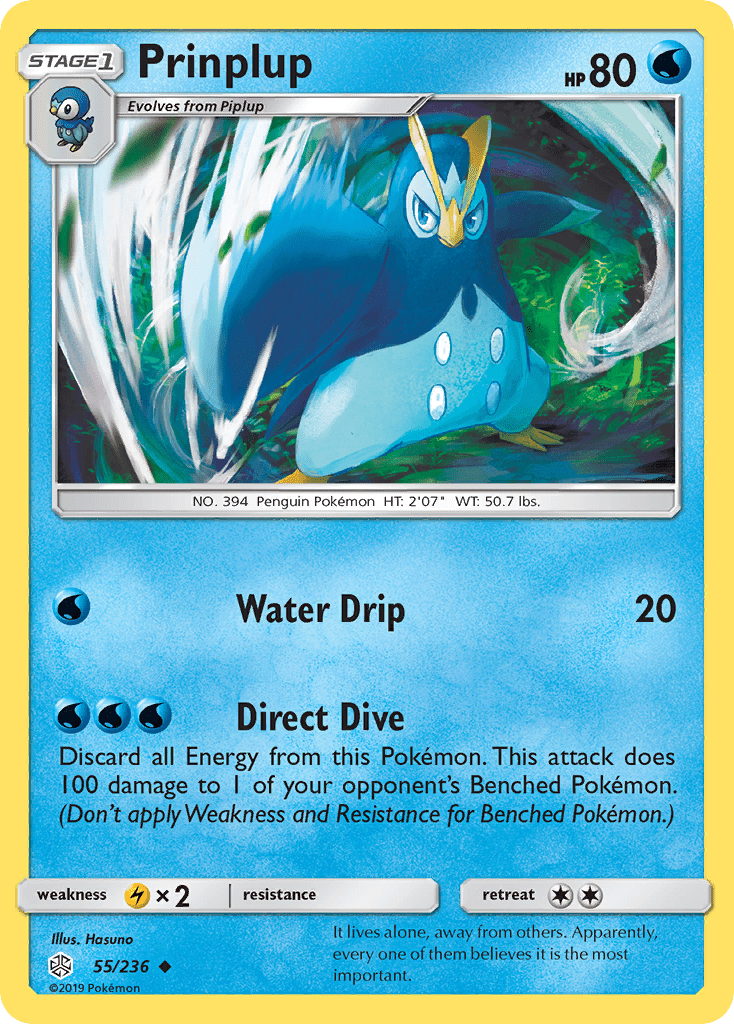 Prinplup (55/236) [Sun & Moon: Cosmic Eclipse] Pokemon Single Pokémon  | Multizone: Comics And Games