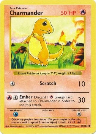 Charmander (46/102) [Base Set Shadowless Unlimited] Pokemon Single Pokémon  | Multizone: Comics And Games