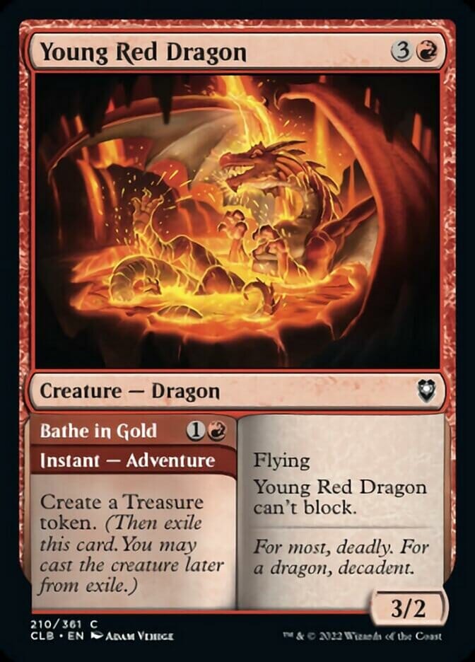 Young Red Dragon // Bathe in Gold [Commander Legends: Battle for Baldur's Gate] MTG Single Magic: The Gathering  | Multizone: Comics And Games