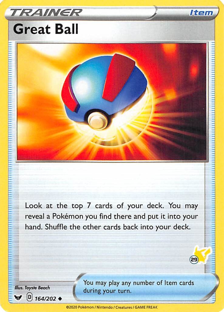 Great Ball (164/202) (Pikachu Stamp #29) [Battle Academy 2022] Pokemon Single Pokémon  | Multizone: Comics And Games