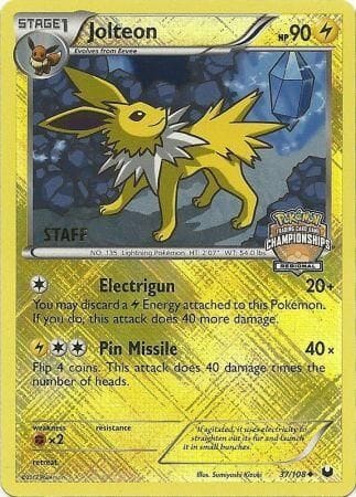 Jolteon (37/108) (Regional Championship 2013 Promo Staff) [Black & White: Dark Explorers] Pokemon Single Pokémon  | Multizone: Comics And Games
