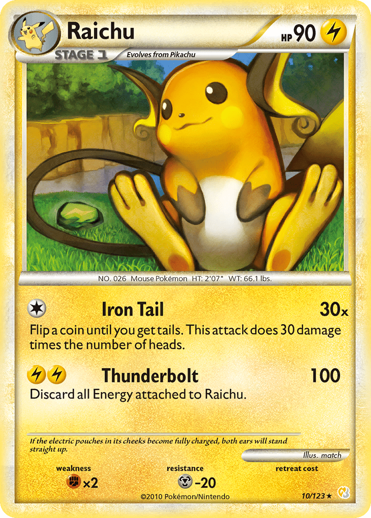 Raichu (10/123) [HeartGold & SoulSilver: Base Set] Pokemon Single Pokémon  | Multizone: Comics And Games