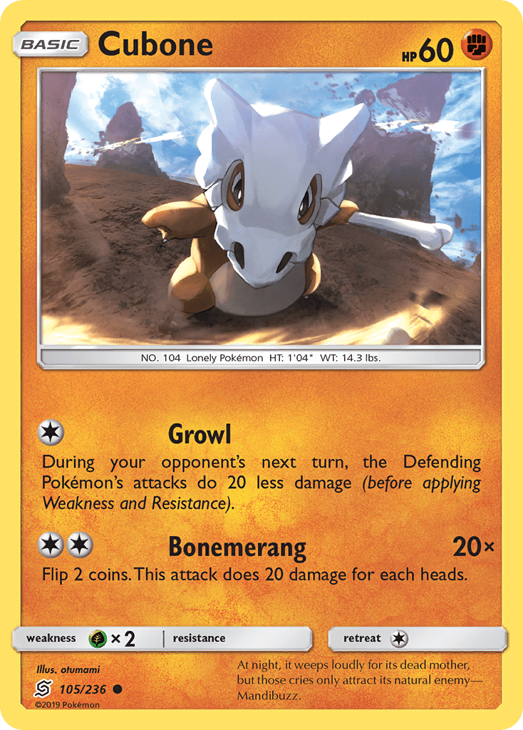 Cubone (105/236) [Sun & Moon: Unified Minds] Pokemon Single Pokémon  | Multizone: Comics And Games