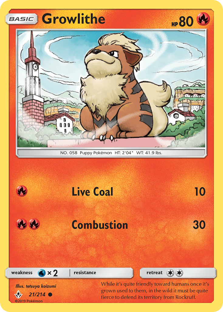 Growlithe (21/214) [Sun & Moon: Unbroken Bonds] Pokemon Single Pokémon  | Multizone: Comics And Games