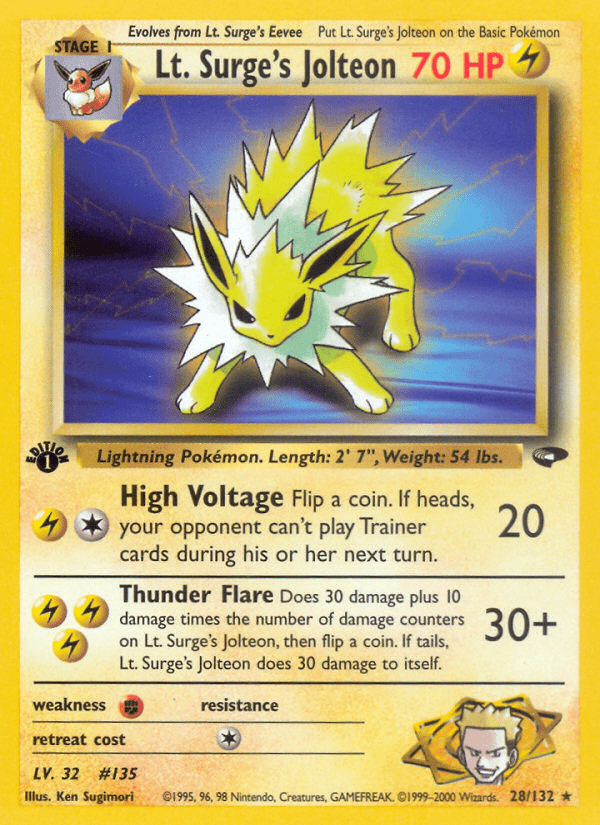 Lt. Surge's Jolteon (28/132) [Gym Challenge 1st Edition] Pokemon Single Pokémon  | Multizone: Comics And Games