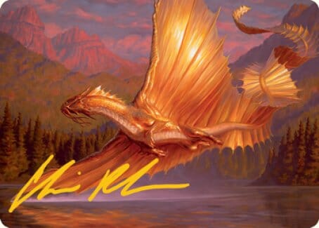 Adult Gold Dragon Art Card (Gold-Stamped Signature) [Dungeons & Dragons: Adventures in the Forgotten Realms Art Series] MTG Single Magic: The Gathering  | Multizone: Comics And Games