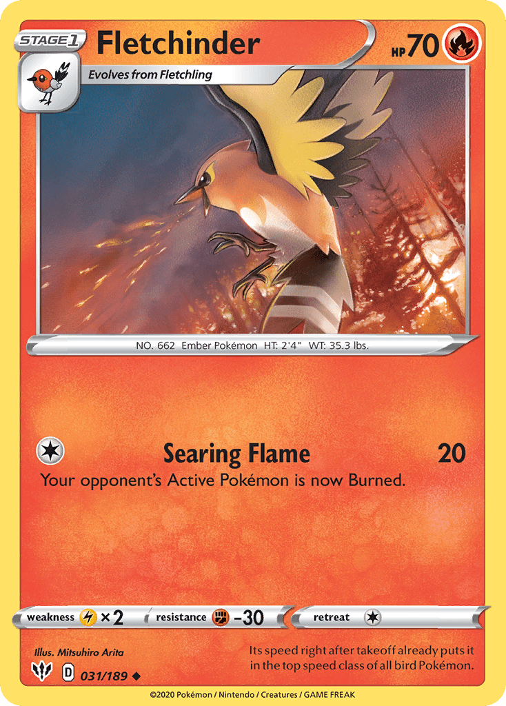 Fletchinder (031/189) [Sword & Shield: Darkness Ablaze] Pokemon Single Pokémon  | Multizone: Comics And Games
