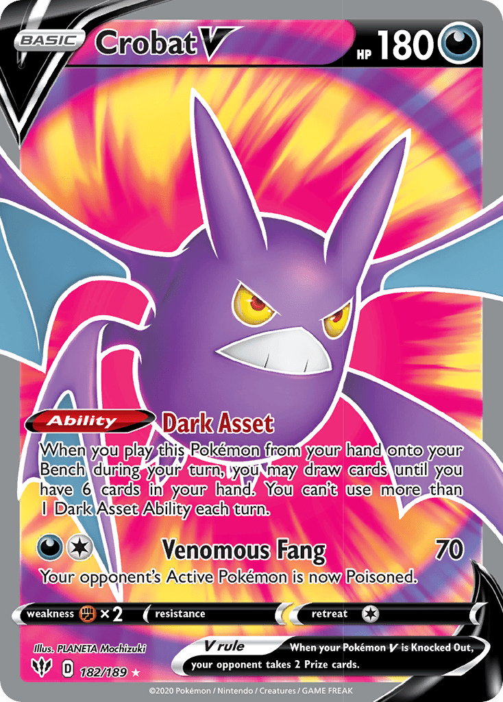 Crobat V (182/189) [Sword & Shield: Darkness Ablaze] Pokemon Single Pokémon  | Multizone: Comics And Games