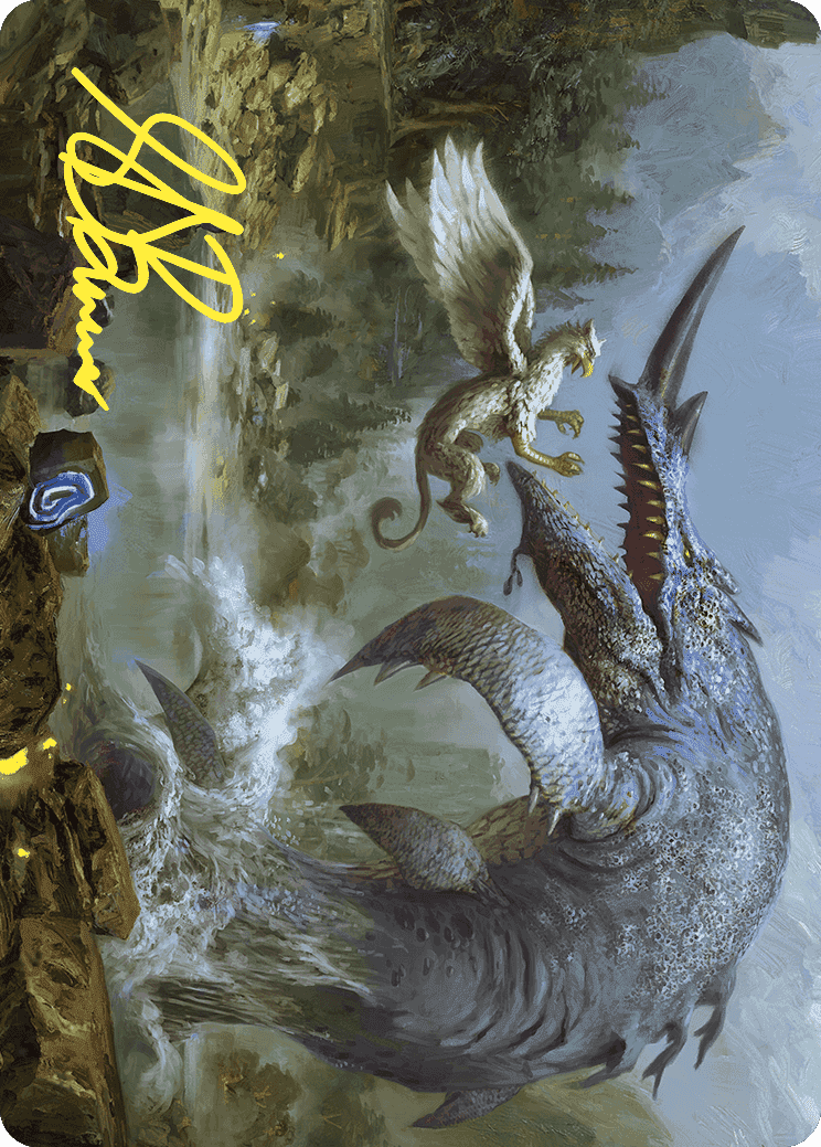 Horned Loch-Whale Art Card (Gold-Stamped Signature) [Wilds of Eldraine Art Series] MTG Single Magic: The Gathering  | Multizone: Comics And Games