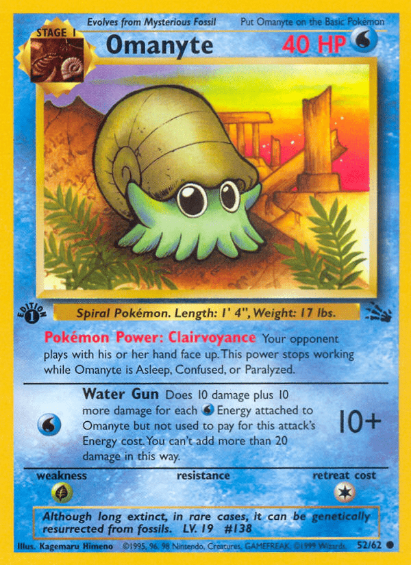 Omanyte (52/62) [Fossil 1st Edition] Pokemon Single Pokémon  | Multizone: Comics And Games