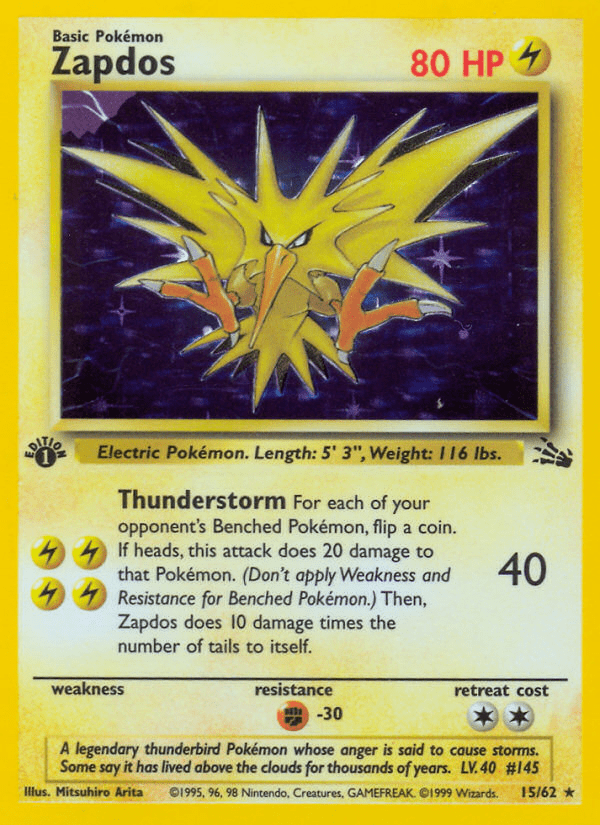 Zapdos (15/62) [Fossil 1st Edition] Pokemon Single Pokémon  | Multizone: Comics And Games
