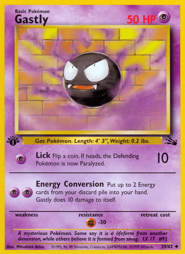 Gastly (33/62) [Fossil 1st Edition] Pokemon Single Pokémon  | Multizone: Comics And Games