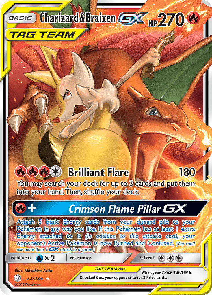 Charizard & Braixen GX (22/236) [Sun & Moon: Cosmic Eclipse] Pokemon Single Pokémon  | Multizone: Comics And Games