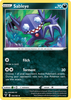 Sableye (105/185) [Sword & Shield: Vivid Voltage] Pokemon Single Pokémon  | Multizone: Comics And Games