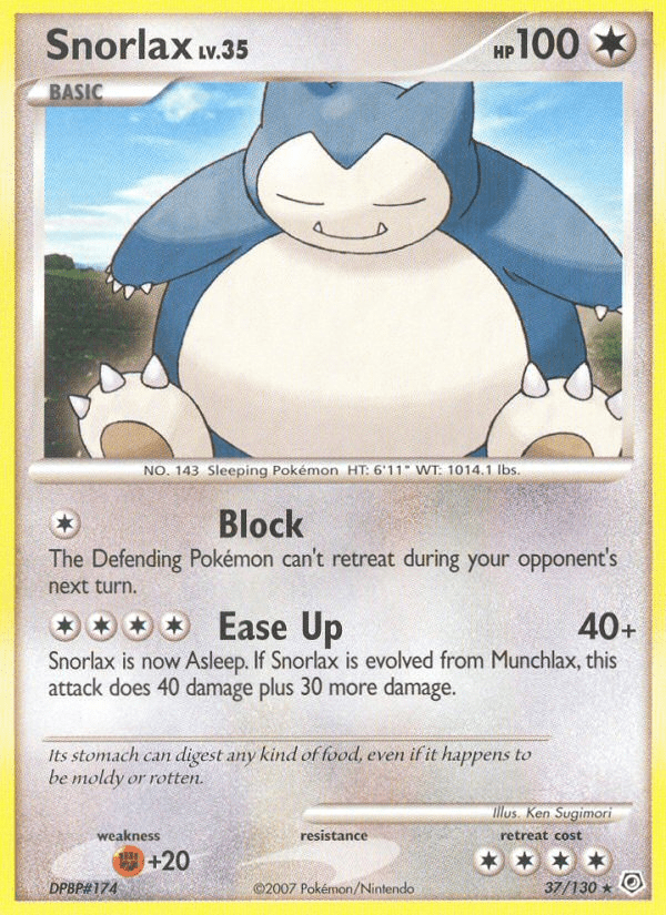Snorlax (37/130) [Diamond & Pearl: Base Set] Pokemon Single Pokémon  | Multizone: Comics And Games
