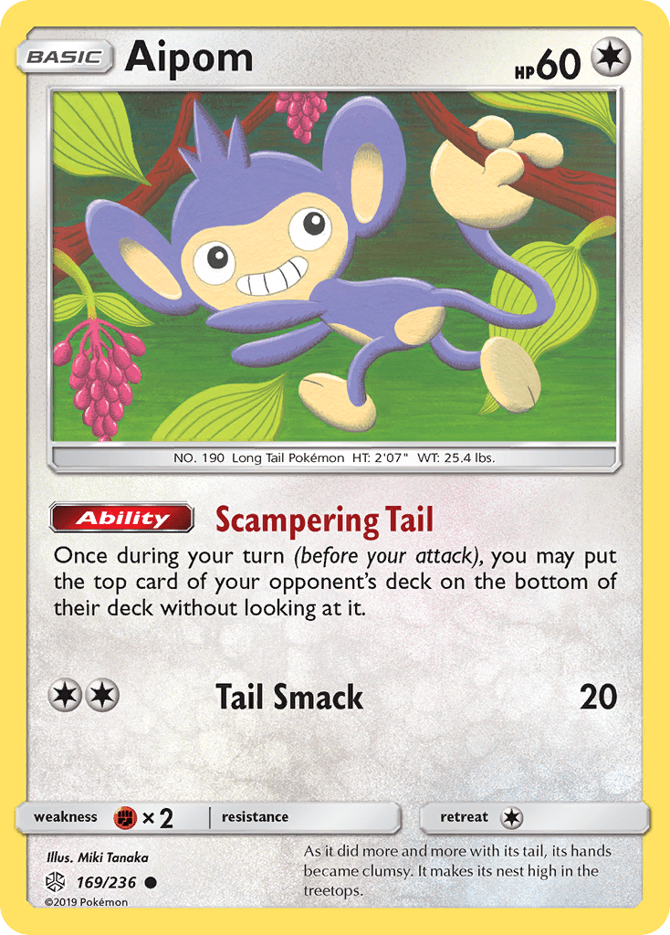 Aipom (169/236) [Sun & Moon: Cosmic Eclipse] Pokemon Single Pokémon  | Multizone: Comics And Games