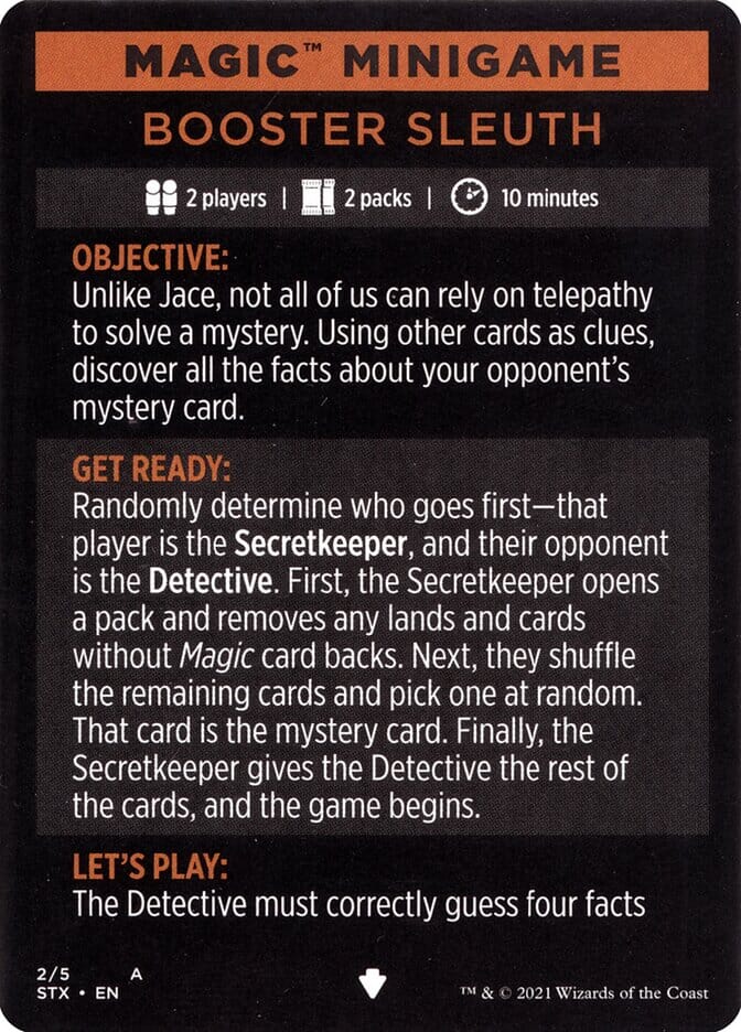 Booster Sleuth (Magic Minigame) [Strixhaven: School of Mages Minigame] MTG Single Magic: The Gathering  | Multizone: Comics And Games