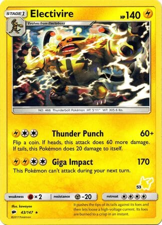 Electivire (43/147) (Pikachu Stamp #53) [Battle Academy 2020] Pokemon Single Pokémon  | Multizone: Comics And Games