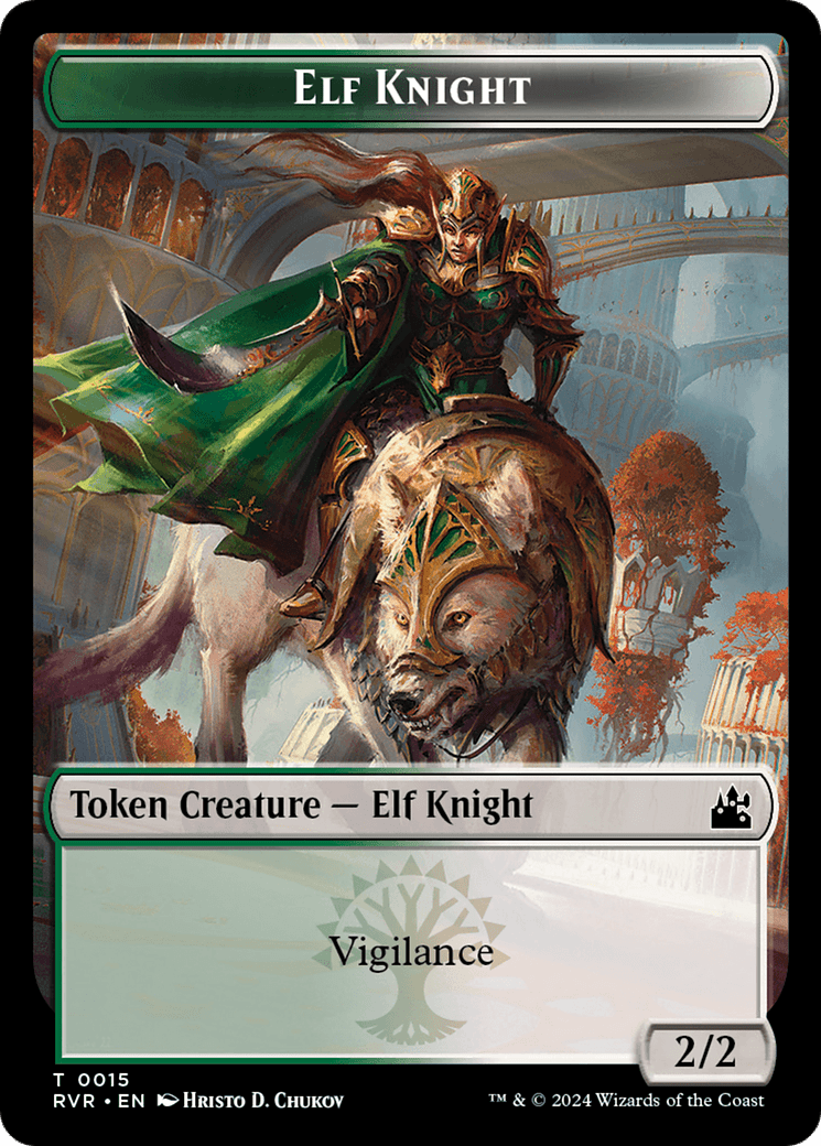 Elf Knight // Voja Double-Sided Token [Ravnica Remastered Tokens] MTG Single Magic: The Gathering  | Multizone: Comics And Games