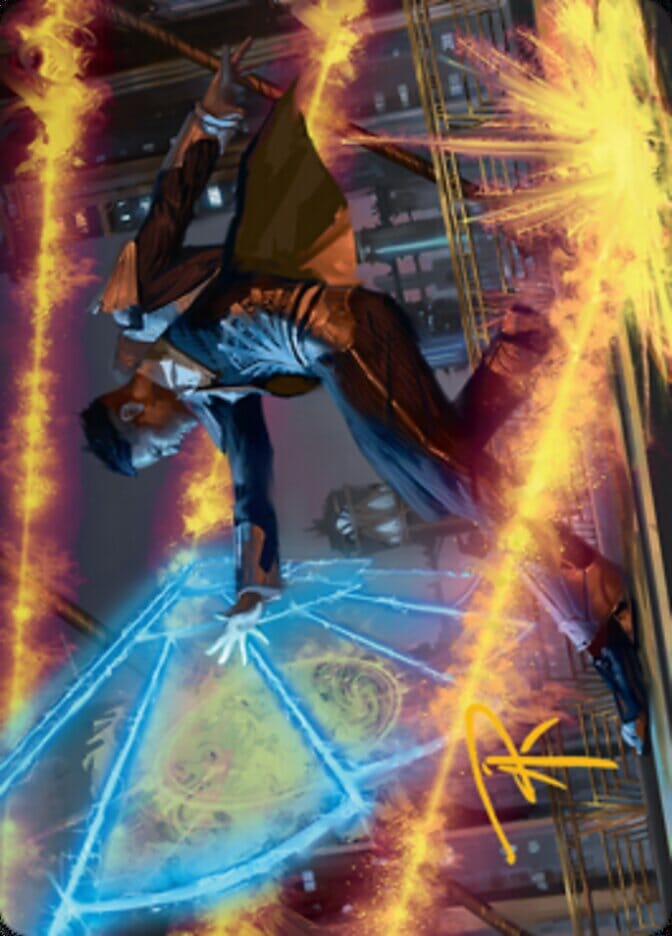 Wingshield Agent Art Card (Gold-Stamped Signature) [Streets of New Capenna Art Series] MTG Single Magic: The Gathering  | Multizone: Comics And Games