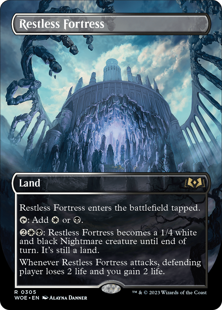 Restless Fortress (Borderless Alternate Art) [Wilds of Eldraine] MTG Single Magic: The Gathering  | Multizone: Comics And Games