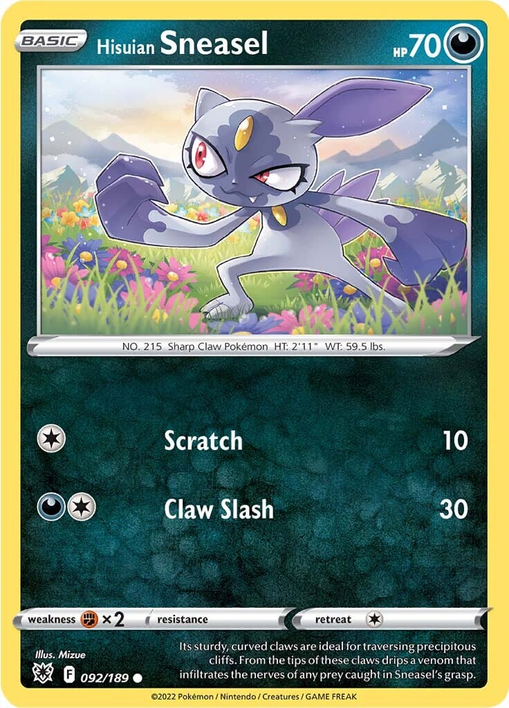 Hisuian Sneasel (092/189) [Sword & Shield: Astral Radiance] Pokemon Single Pokémon  | Multizone: Comics And Games