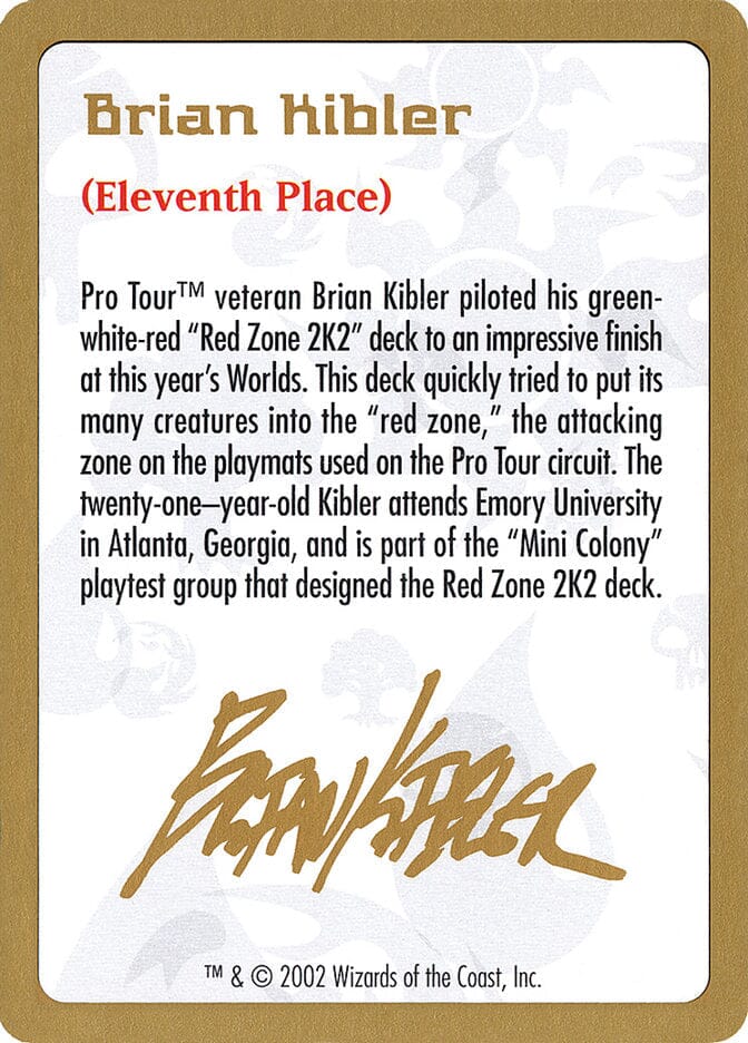 Brian Kibler Bio [World Championship Decks 2002] MTG Single Magic: The Gathering  | Multizone: Comics And Games