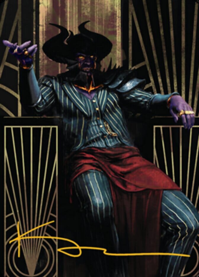 Ob Nixilis, the Adversary 2 Art Card (Gold-Stamped Signature) [Streets of New Capenna Art Series] MTG Single Magic: The Gathering  | Multizone: Comics And Games