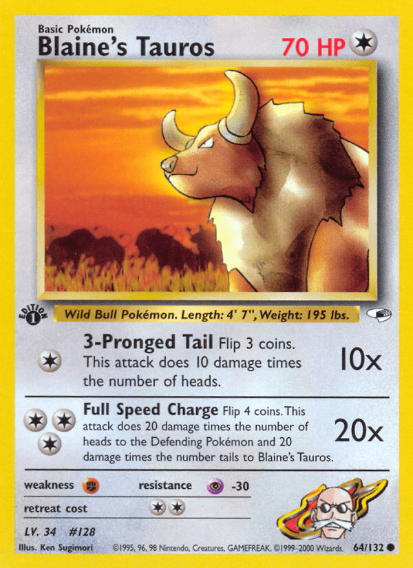 Blaine's Tauros (64/132) [Gym Heroes 1st Edition] Pokemon Single Pokémon  | Multizone: Comics And Games
