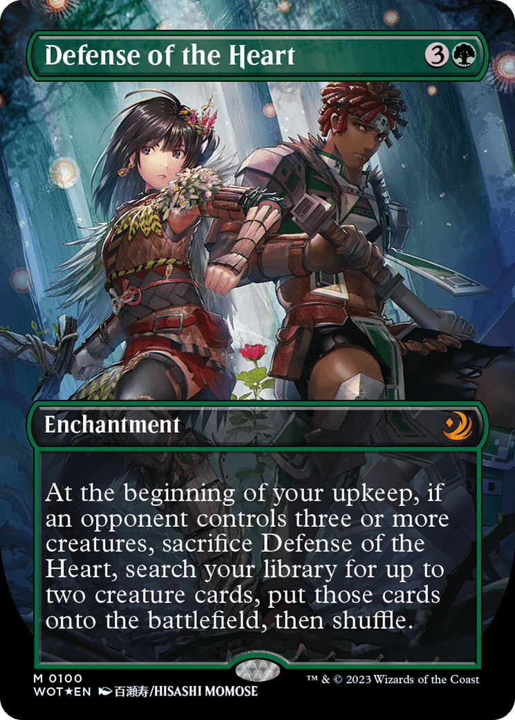 Defense of the Heart (Anime Borderless) (Confetti Foil) [Wilds of Eldraine: Enchanting Tales] MTG Single Magic: The Gathering  | Multizone: Comics And Games