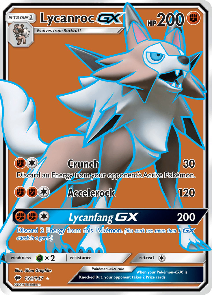 Lycanroc GX (136/147) [Sun & Moon: Burning Shadows] Pokemon Single Pokémon  | Multizone: Comics And Games