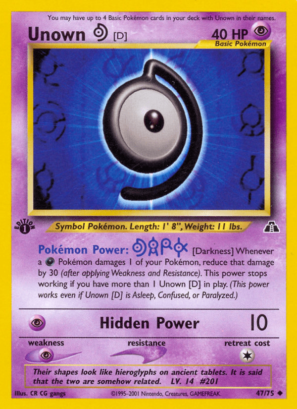 Unown [D] (47/75) [Neo Discovery 1st Edition] Pokemon Single Pokémon  | Multizone: Comics And Games