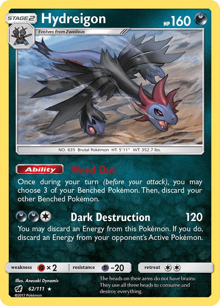Hydreigon (62/111) [Sun & Moon: Crimson Invasion] Pokemon Single Pokémon  | Multizone: Comics And Games