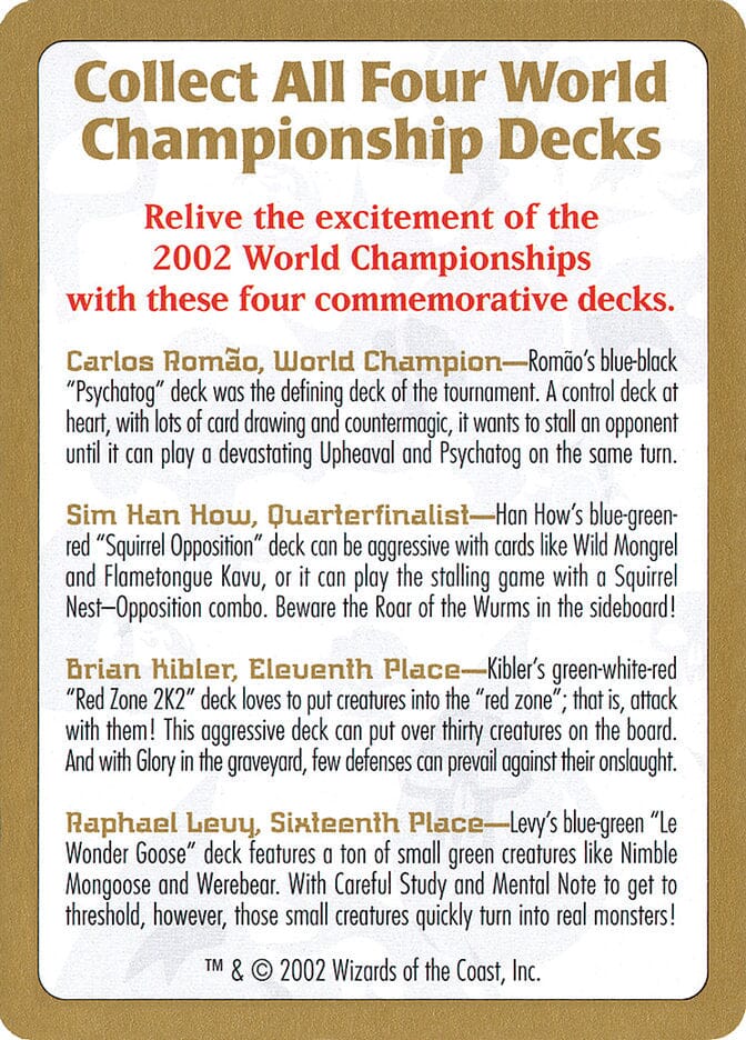 2002 World Championships Ad [World Championship Decks 2002] MTG Single Magic: The Gathering  | Multizone: Comics And Games