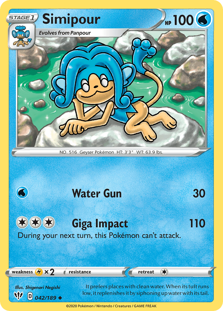 Simipour (042/189) [Sword & Shield: Darkness Ablaze] Pokemon Single Pokémon  | Multizone: Comics And Games