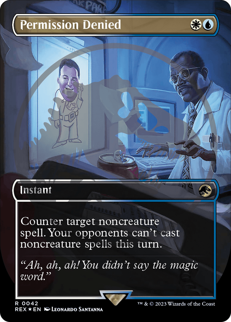 Permission Denied Emblem (Borderless) [Jurassic World Collection Tokens] MTG Single Magic: The Gathering  | Multizone: Comics And Games