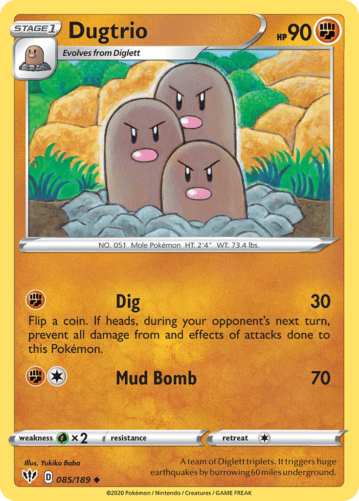 Dugtrio (085/189) [Sword & Shield: Darkness Ablaze] Pokemon Single Pokémon  | Multizone: Comics And Games