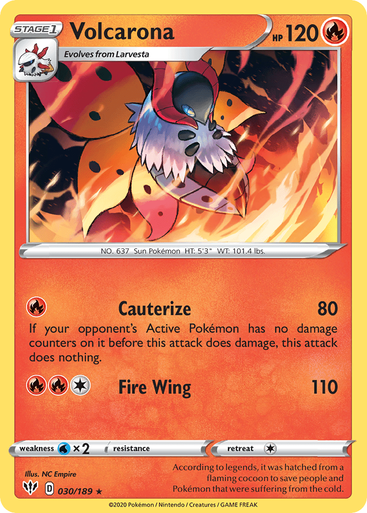 Volcarona (030/189) [Sword & Shield: Darkness Ablaze] Pokemon Single Pokémon  | Multizone: Comics And Games