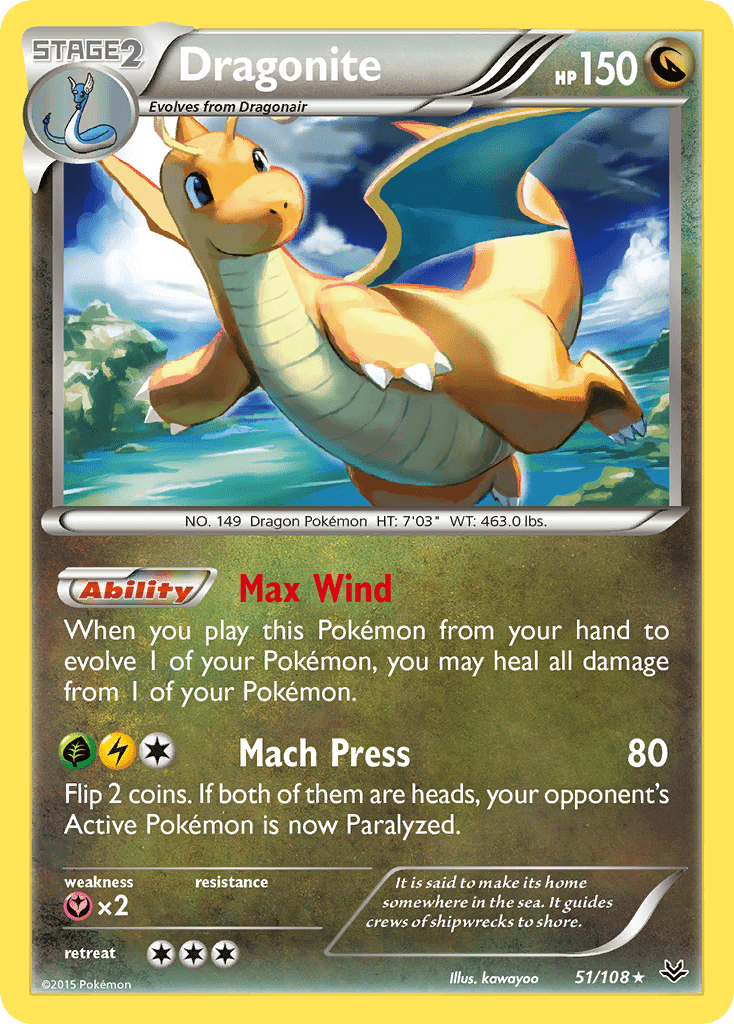 Dragonite (51/108) [XY: Roaring Skies] Pokemon Single Pokémon  | Multizone: Comics And Games