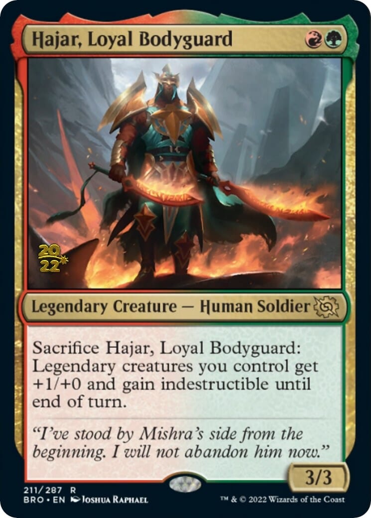 Hajar, Loyal Bodyguard [The Brothers' War: Prerelease Promos] MTG Single Magic: The Gathering  | Multizone: Comics And Games