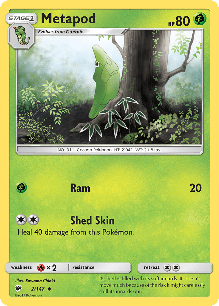 Metapod (2/147) [Sun & Moon: Burning Shadows] Pokemon Single Pokémon  | Multizone: Comics And Games